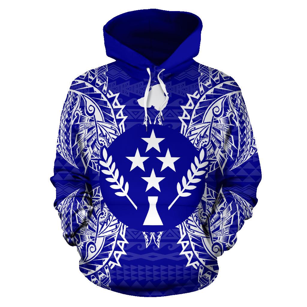Kosrae Polynesian ll Over Hoodie Map Blue - Polynesian Pride
