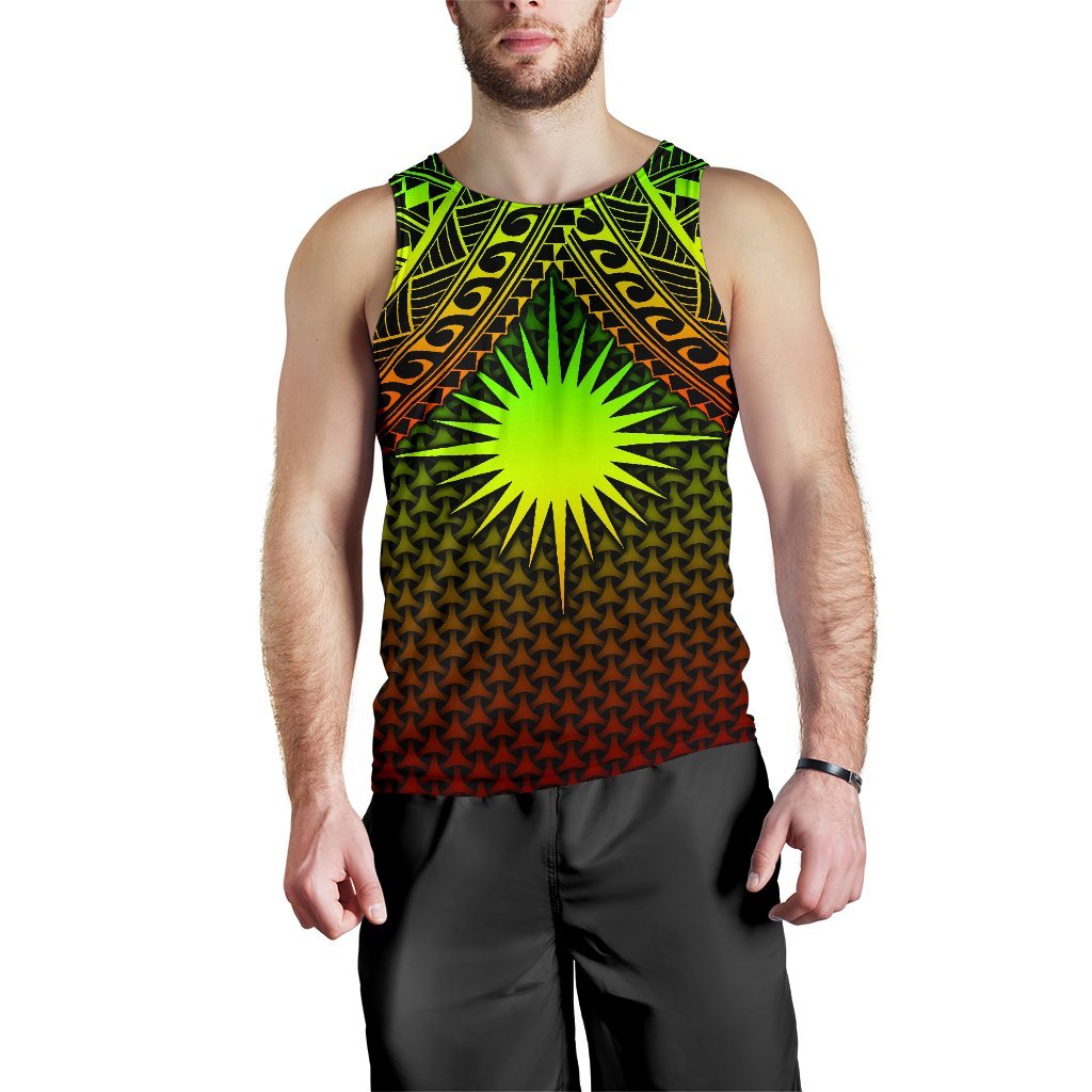 Polynesian Marshall Islands Personalised Men's Tank Top - Reggae Vintage Polynesian Patterns Reggae - Polynesian Pride