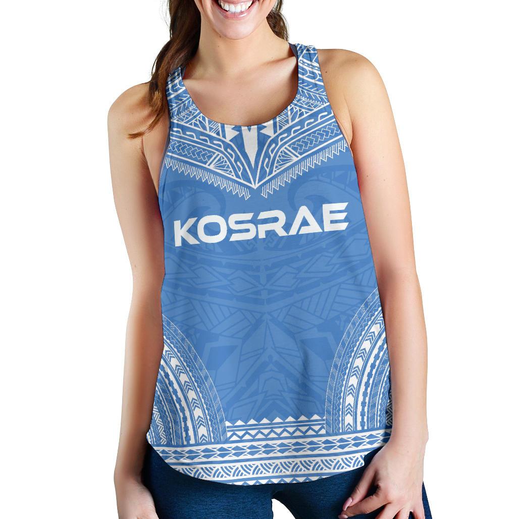 Kosrae Women's Racerback Tank - Polynesian Chief Flag Version Blue - Polynesian Pride