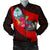 Guam Men's Bomber Jacket - Polynesian Hook And Hibiscus (Red) Red - Polynesian Pride