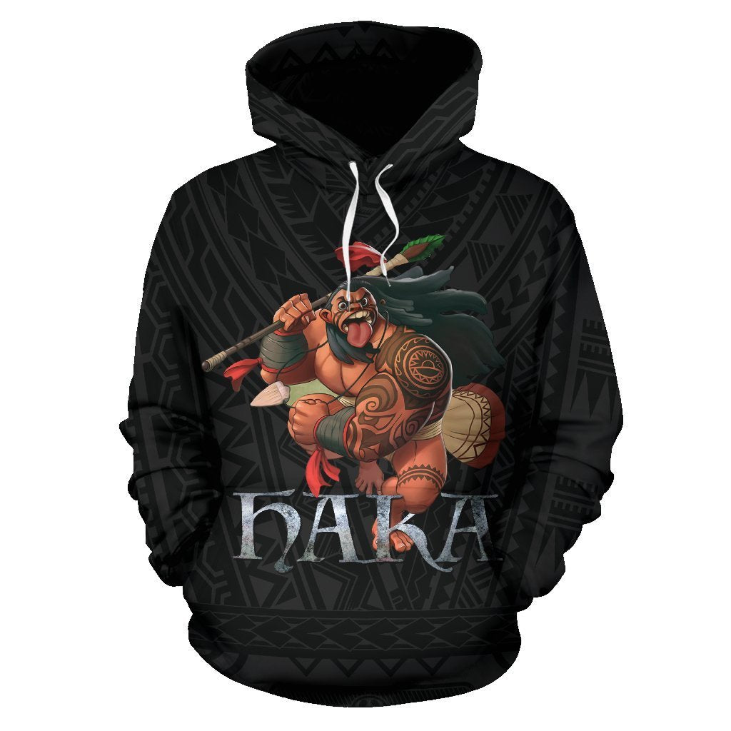 New Zealand Maori Haka Warrior Hoodie 02 Unisex Black - Polynesian Pride