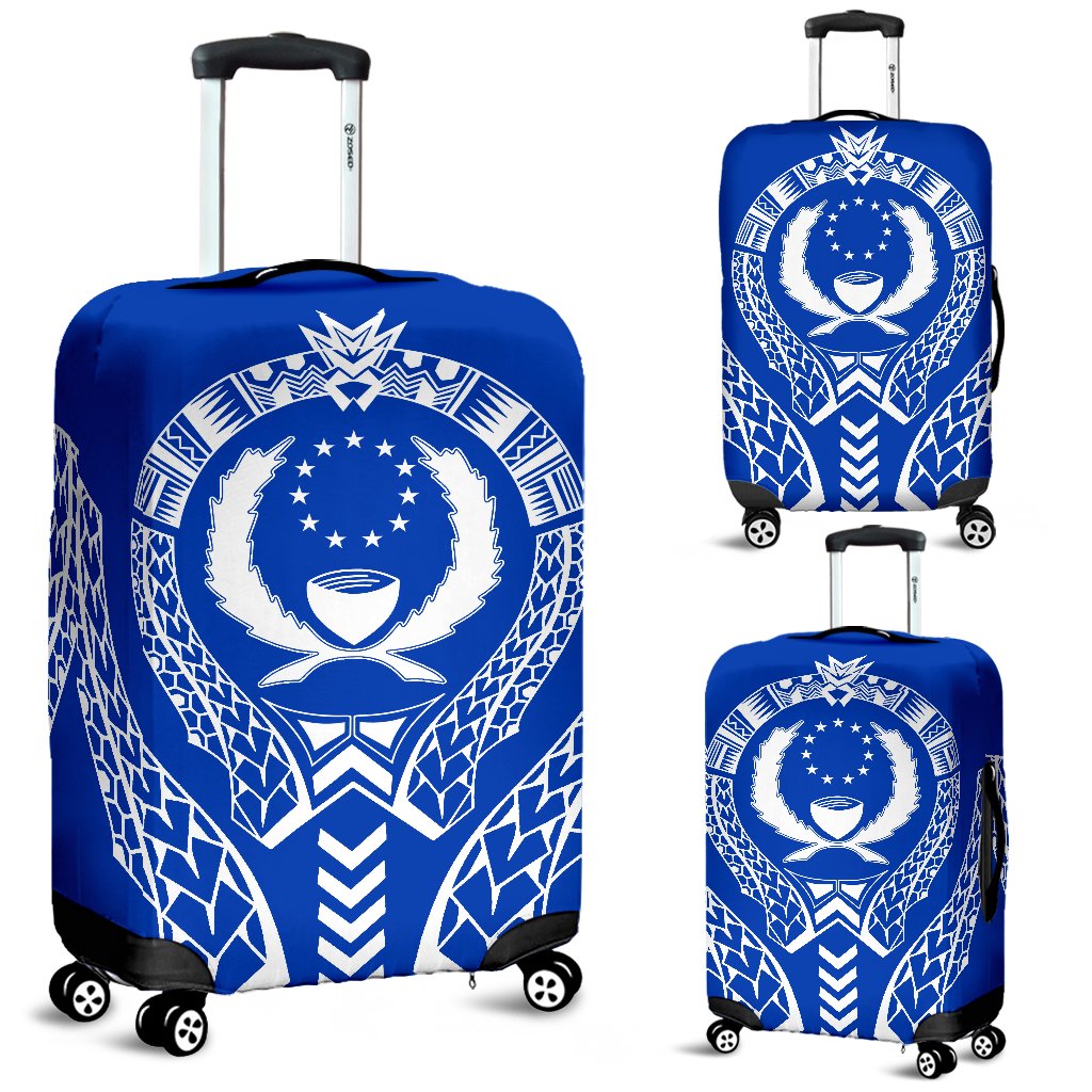 Pohnpei Luggage Cover - Micronesian Tribal Blue Blue - Polynesian Pride