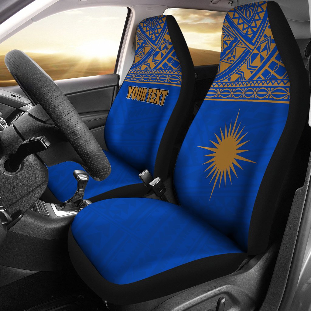 Marshall Islands Car Seat Covers - Marshall Islands Flag Polynesian Horizontal Blue Universal Fit Blue - Polynesian Pride