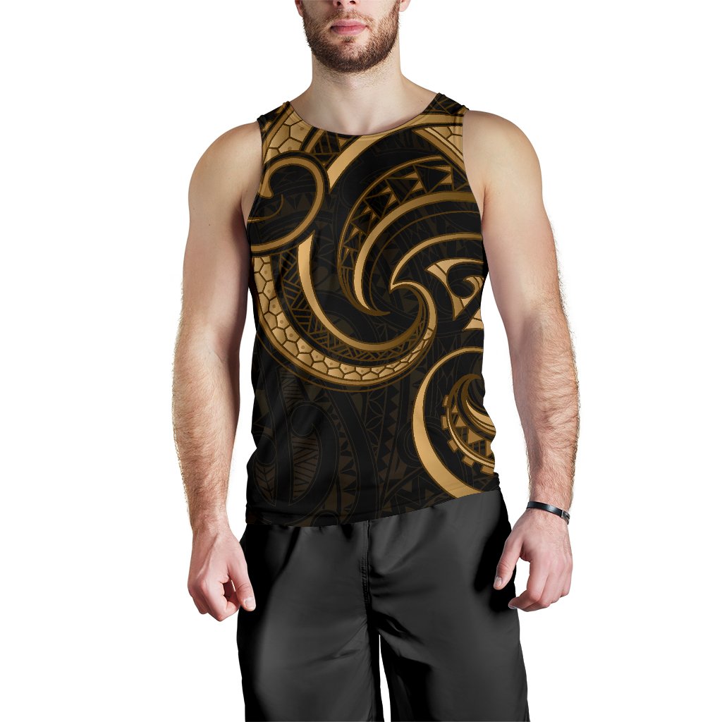 New Zealand Maori Mangopare Men Tank Top Polynesian - Gold Gold - Polynesian Pride