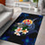 Tahiti Polynesian Area Rug - Turtle With Plumeria Flowers Blue - Polynesian Pride