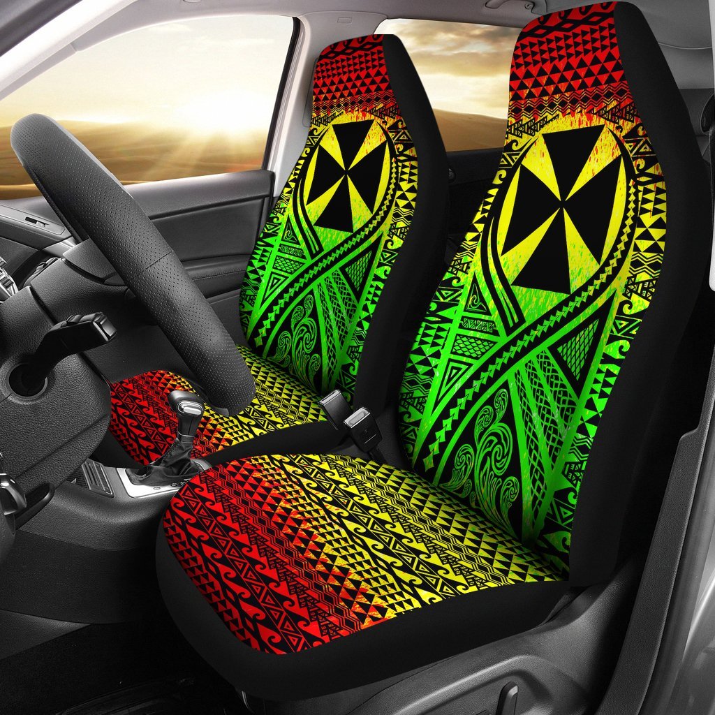 Wallis And Futuna Car Seat Cover - Wallis And Futuna Coat Of Arms Polynesian Tattoo Reggae Universal Fit Reggae - Polynesian Pride