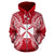 Wallis and Futuna Polynesian All Over Zip up Hoodie Map Red White - Polynesian Pride