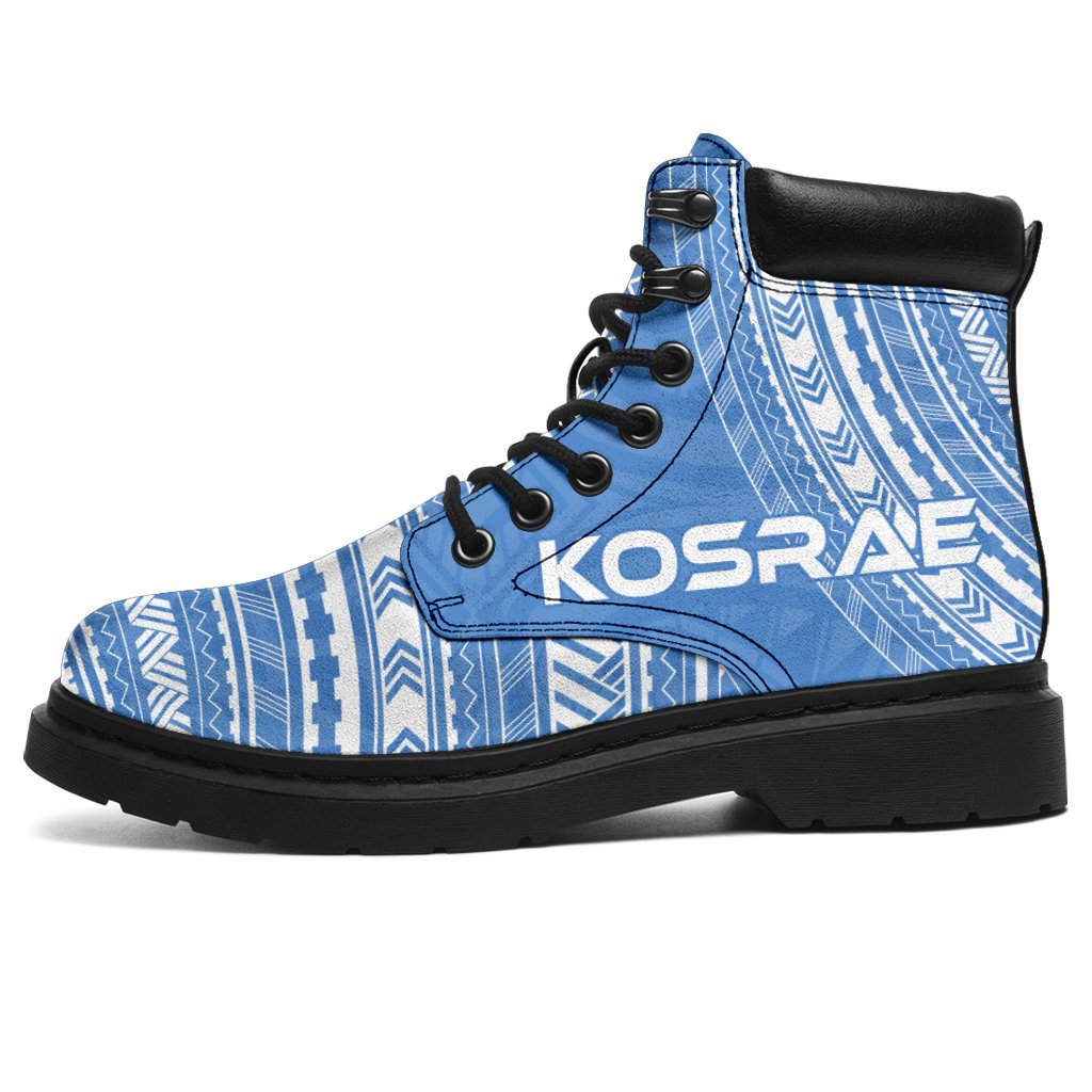 Kosrae Leather Boots - Polynesian Flag Chief Version White - Polynesian Pride