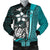 Yap Micronesia Men's Bomber Jackets Turquoise - Turtle With Hook Turquoise - Polynesian Pride