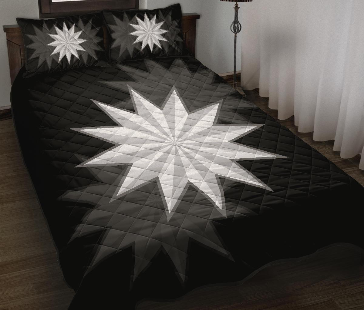 Nauru Polynesian Quilt Bed Set Black - Polynesian Pride