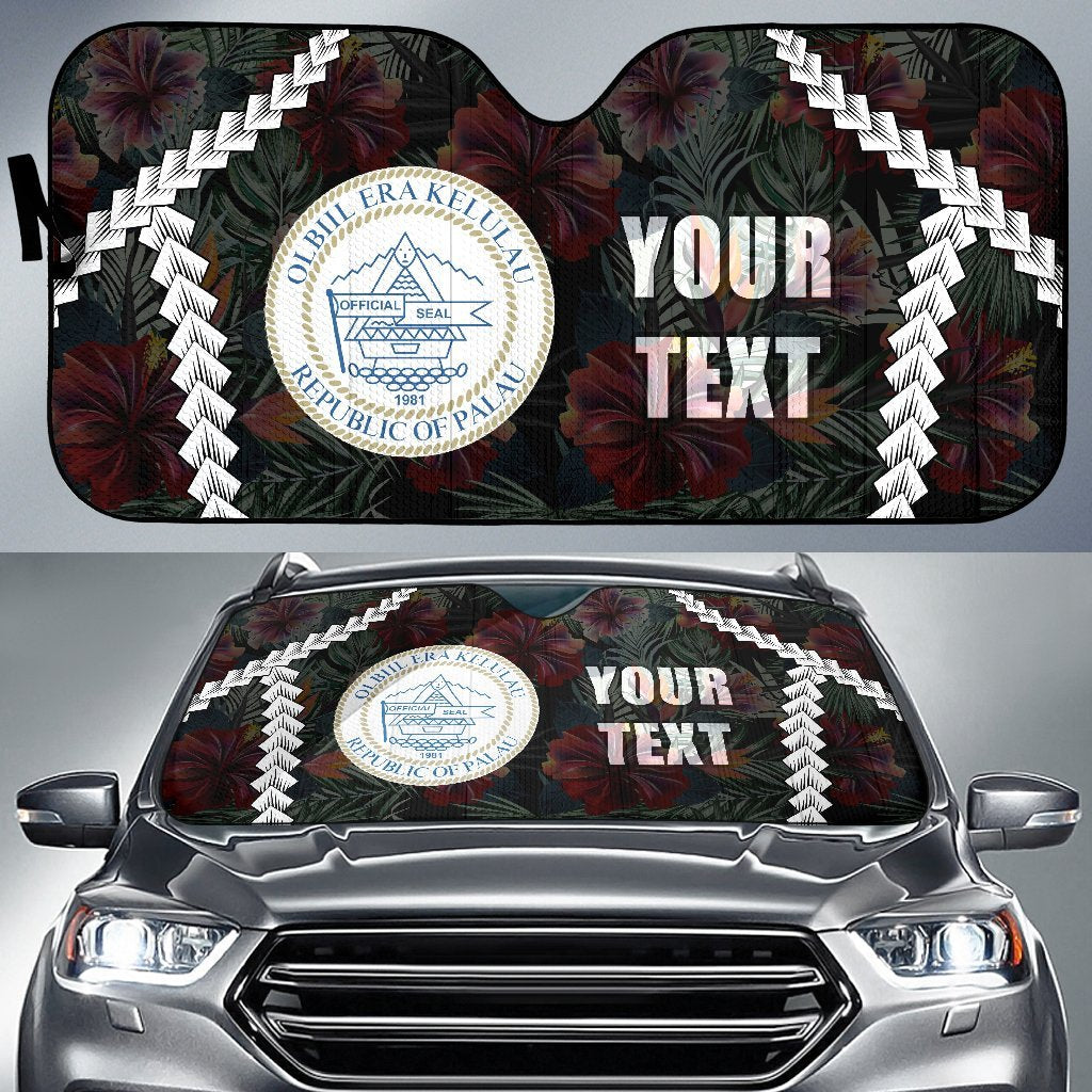 Palau Custom Personalised Auto Sun Shades - Chain Polynesian Auto Sun Shade Universal Fit BLACK - Polynesian Pride