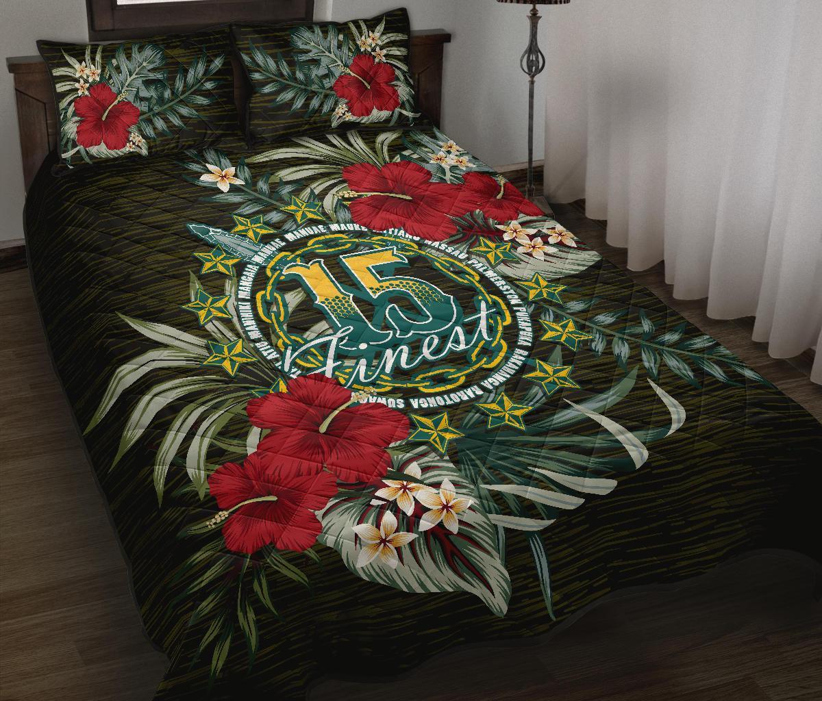 Cook Islands Polynesian Quilt Bed Set - Special Hibiscus Black - Polynesian Pride