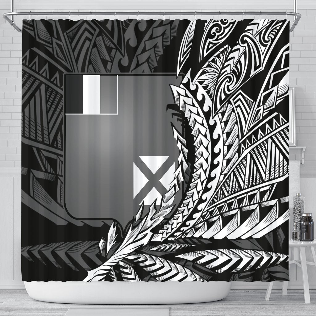 Wallis and Futuna Shower Curtains - Wings Style 177 x 172 (cm) Black - Polynesian Pride