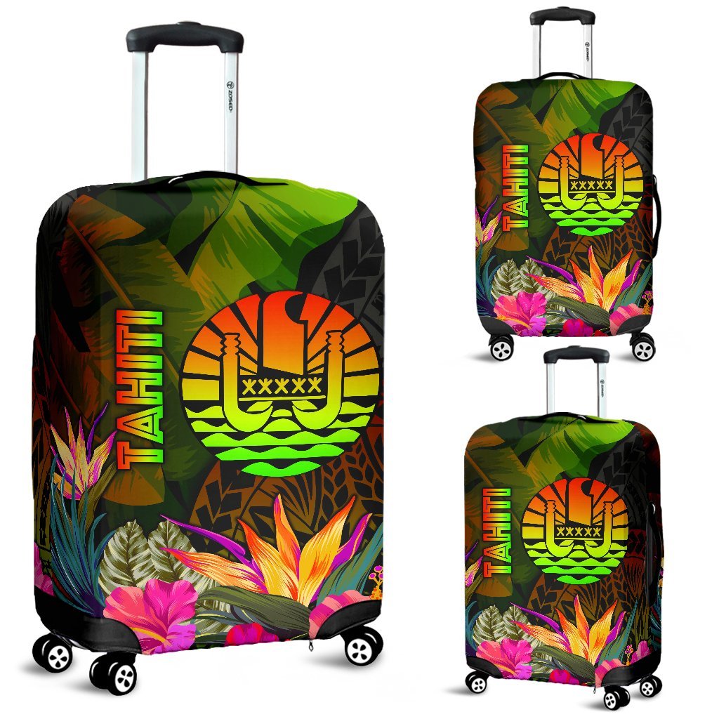 Tahiti Polynesian Luggage Covers - Hibiscus and Banana Leaves - Polynesian Pride