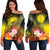 CNMI Custom Personalised Women's Off Shoulder Sweater - Humpback Whale with Tropical Flowers (Yellow) - Polynesian Pride