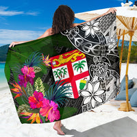 Fiji Sarong - Turtle Plumeria Banana Leaf Sarong One Size Black - Polynesian Pride