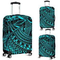 Polynesian Luggage Cover 37 Black-Cyan - Polynesian Pride