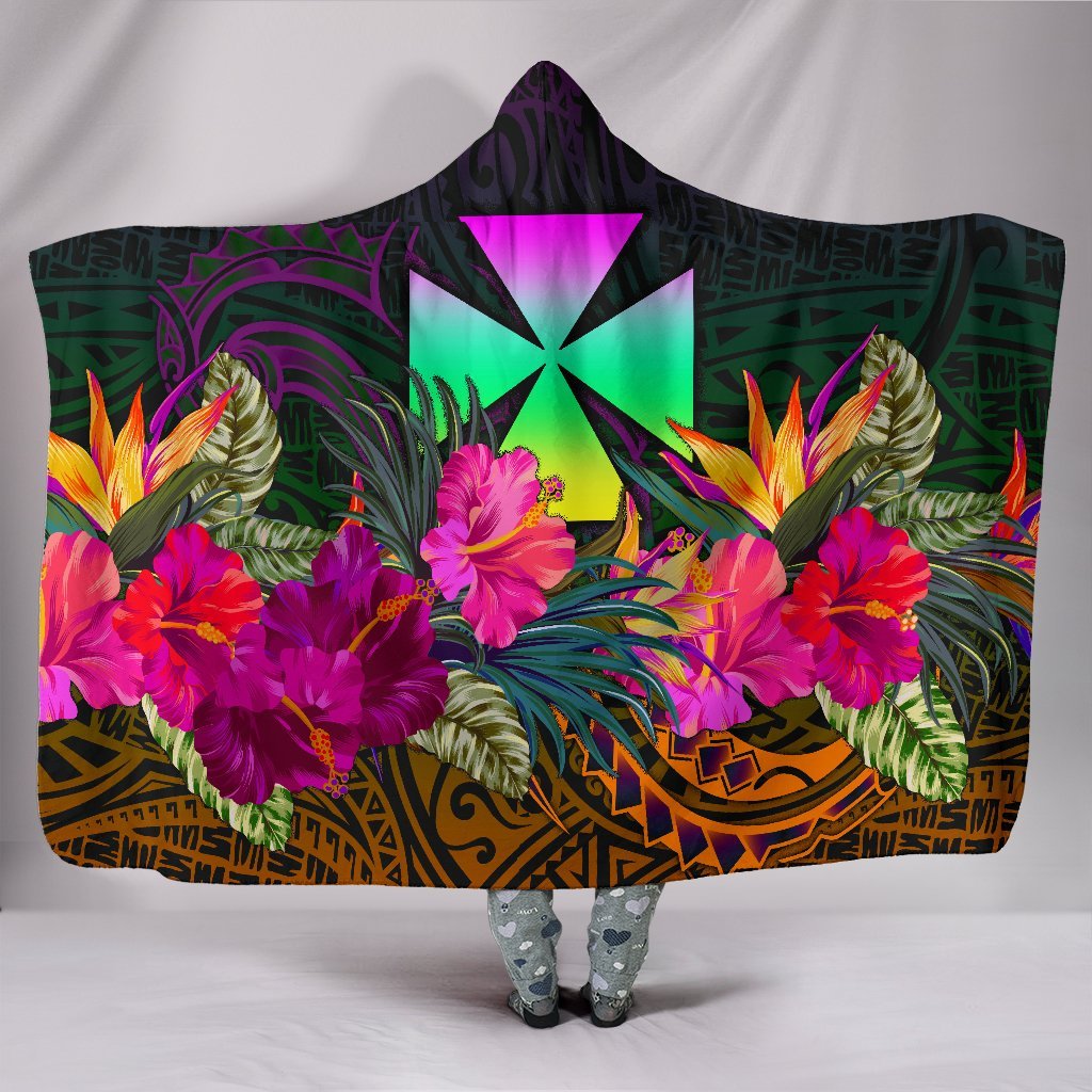 Wallis and Futuna Hooded Blanket - Summer Hibiscus Hooded Blanket Reggae - Polynesian Pride