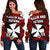 Wallis and Futuna Rugby Women's Off Shoulder Sweater Unique Vibes Red - Polynesian Pride