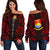 Kiribati Women's Off Shoulder Sweater - Polynesian Tattoo Red Red - Polynesian Pride