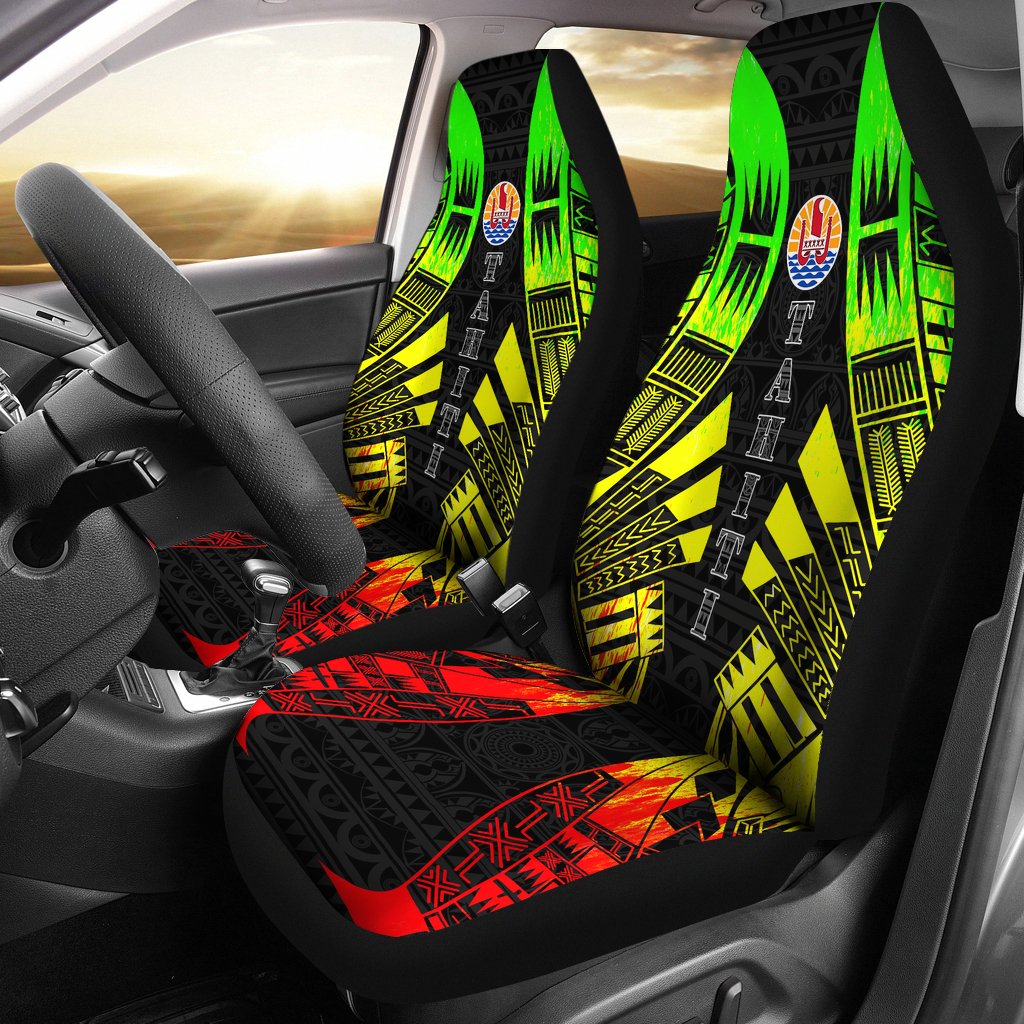 Tahiti Car Seat Covers - Tahiti Flag Polynesian Tattoo Reggae Universal Fit Reggae - Polynesian Pride