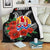 Tahiti Polynesian Premium Blanket - Hibiscus Coat of Arm Black White - Polynesian Pride