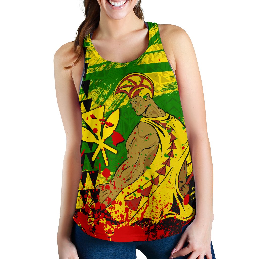 Hawaii Reggae Kanaka Maoli Warrior Spearhead Women's Racerback Tank - Polynesian Pride