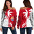 Tahiti Polynesian Coconut Tree Off Shoulder Sweater Red - Polynesian Pride