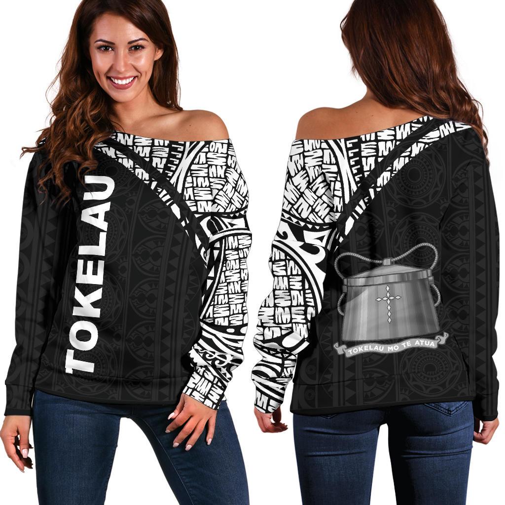 Tokelau Women's Off Shoulder Sweater - Curve Slyle Black - Polynesian Pride