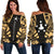 Austral Islands Women's Off Shoulder Sweater - Polynesian Tattoo Gold Gold - Polynesian Pride