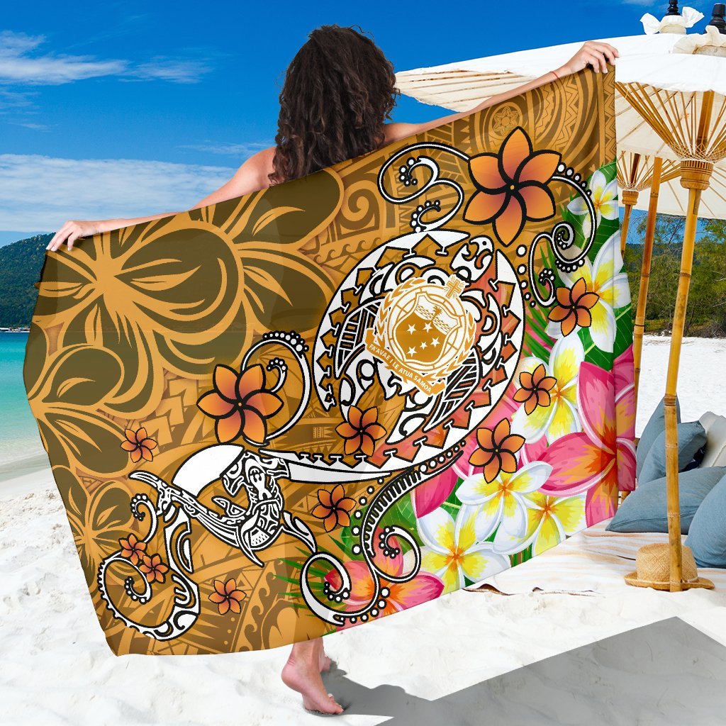 Samoa Sarong - Turtle Plumeria (Gold) One Style One Size Gold - Polynesian Pride