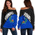 Pohnpei Women's Off Shoulder Sweater - Wave Style Th5 Black - Polynesian Pride