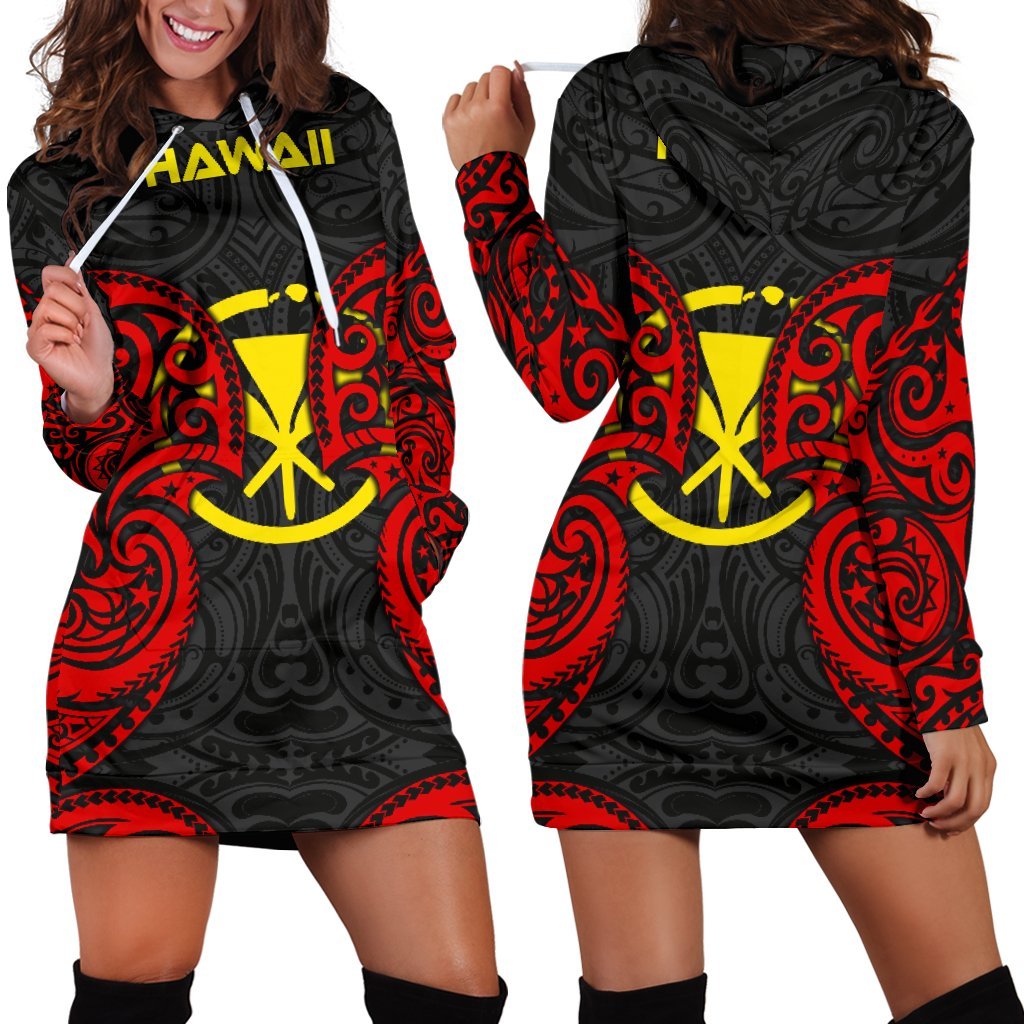 Polynesian Hawaii Women's Hoodie Dress - Hawaiian Spirit Red - Polynesian Pride