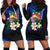 Tonga Polynesian Women's Hoodie Dress - Turtle With Plumeria Flowers Blue - Polynesian Pride