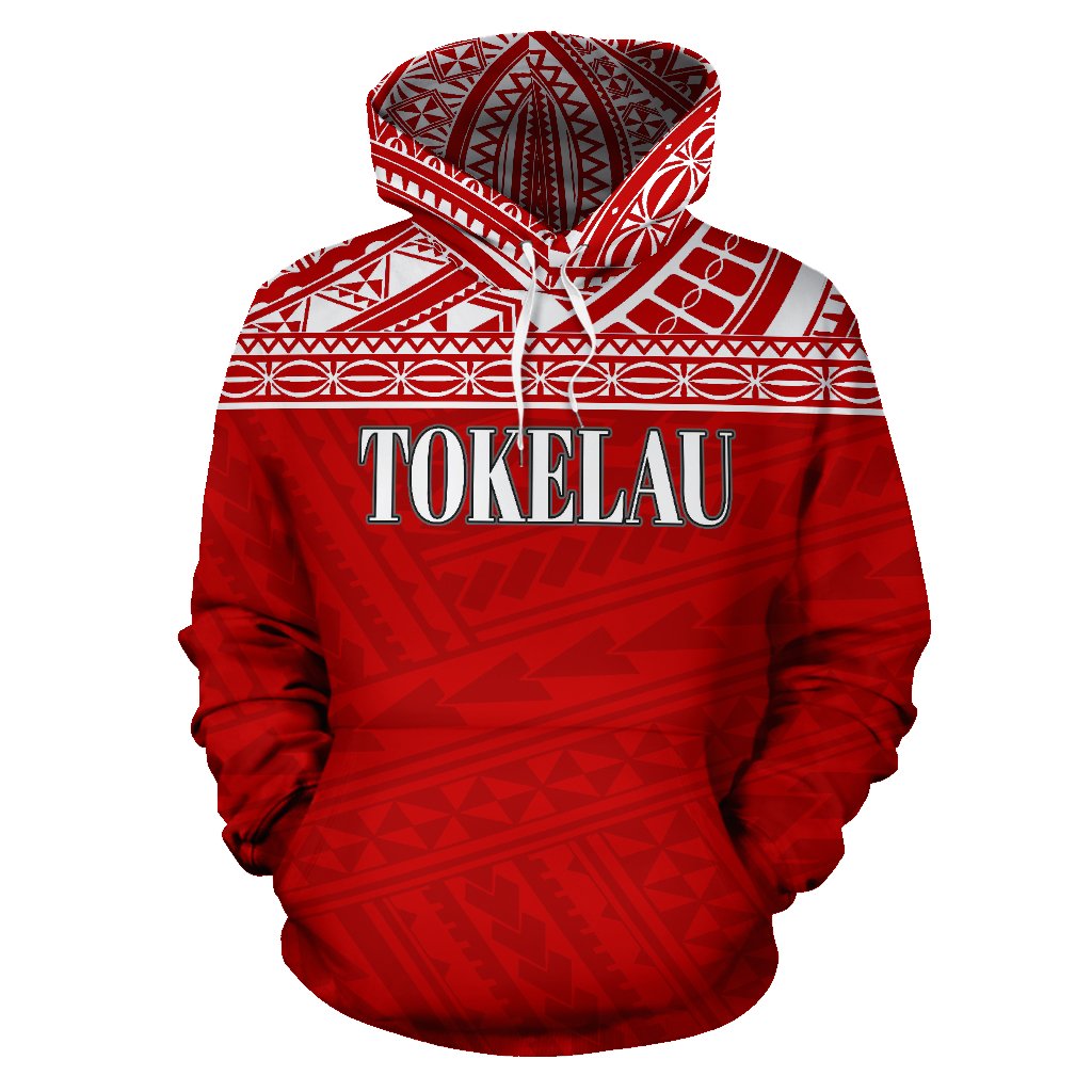 Tokelau Polynesian ll Over Hoodie Red Horizontal - Polynesian Pride