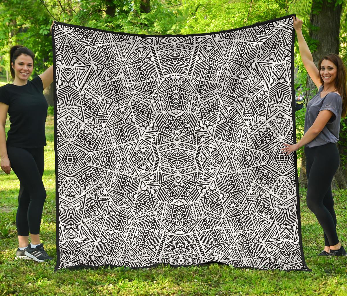 Polynesian Premium Quilt White And Black White - Polynesian Pride