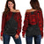 American Samoa Women's Off Shoulder Sweater - Red Tattoo 2nd Version Red - Polynesian Pride