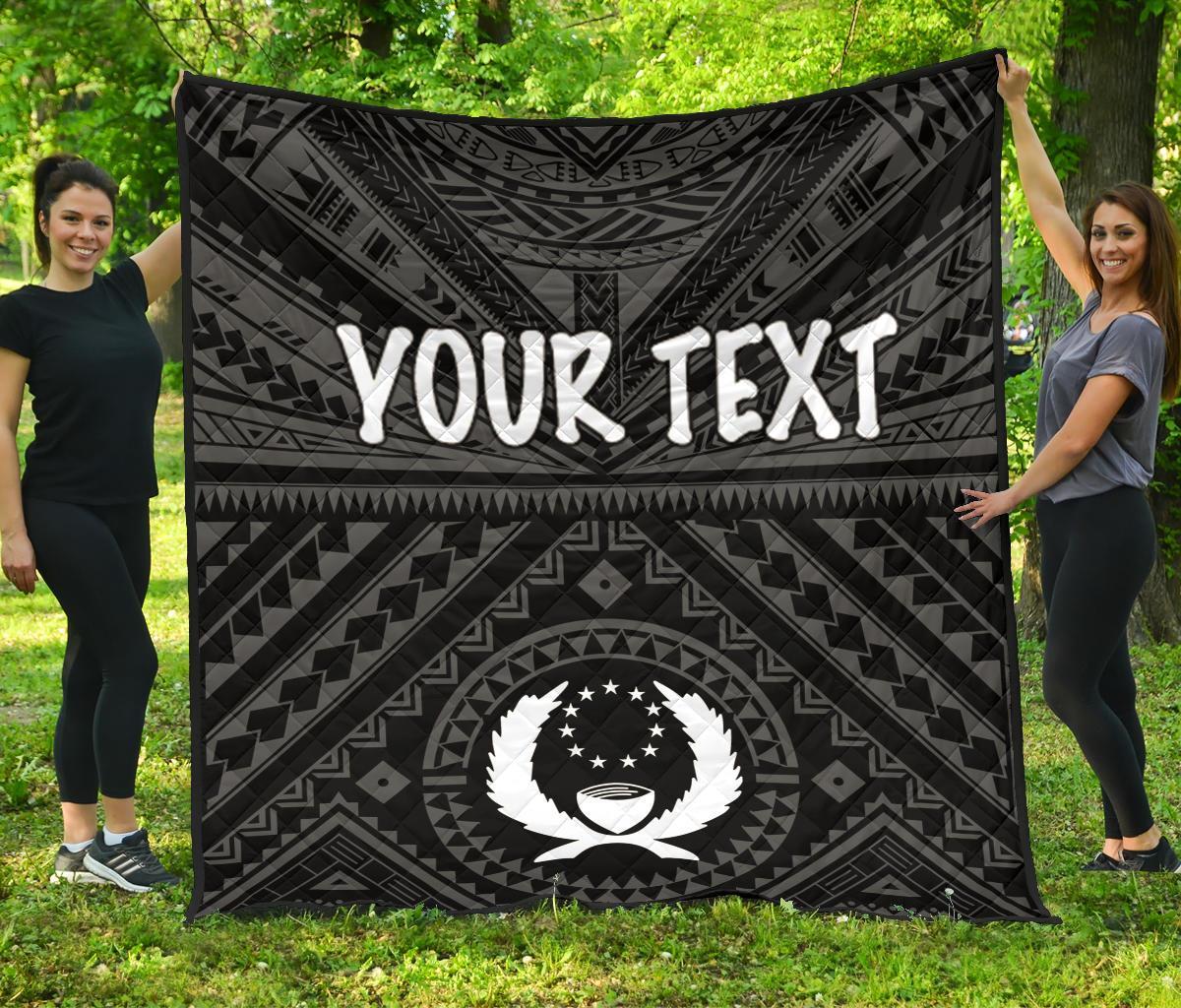 Pohnpei Personalised Premium Quilt - Pohnpei Seal With Polynesian Tattoo Style ( Black) - Polynesian Pride