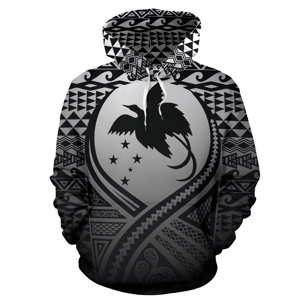 Papua New Guinea All Over Hoodie Lift up Black - Polynesian Pride