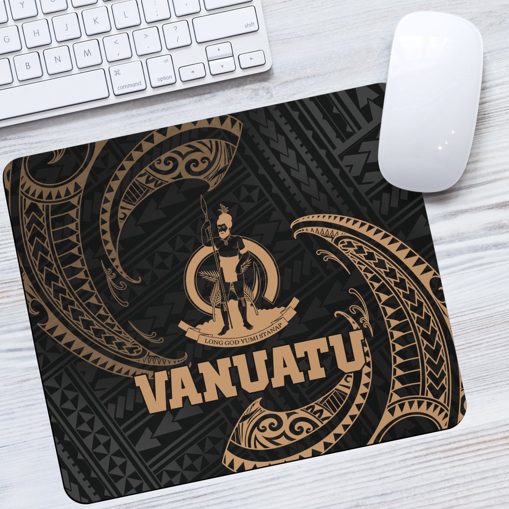 Vanuatu Polynesian Mouse Pad - Gold Tribal Wave One Style One Size Black - Polynesian Pride