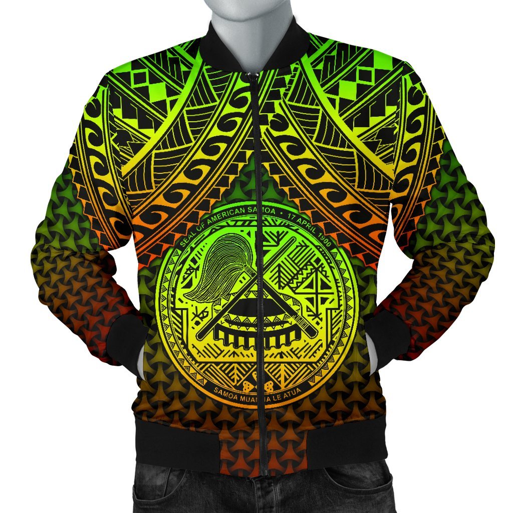 Polynesian American Samoa Men's Bomber Jacket - Reggae Vintage Polynesian Patterns Reggae - Polynesian Pride