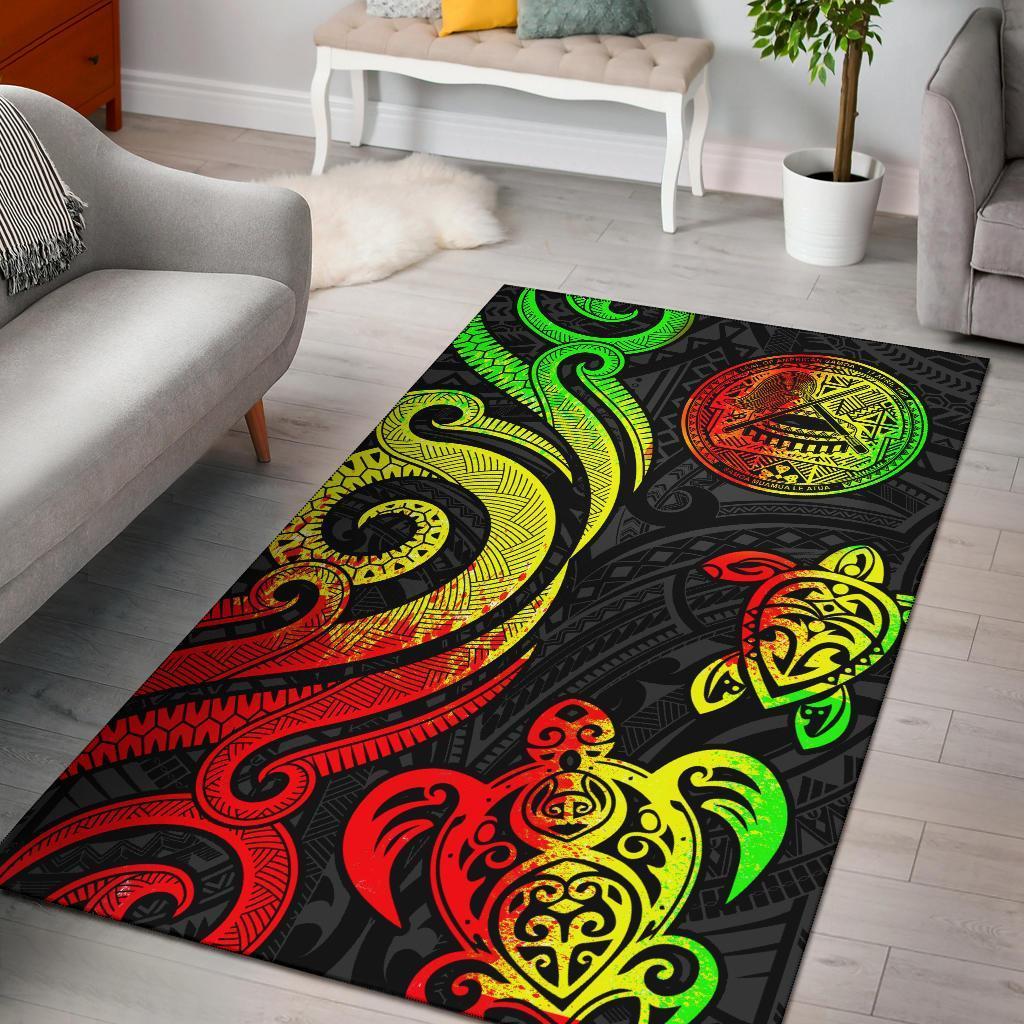 American Samoa Area Rug - Reggae Tentacle Turtle Reggae - Polynesian Pride