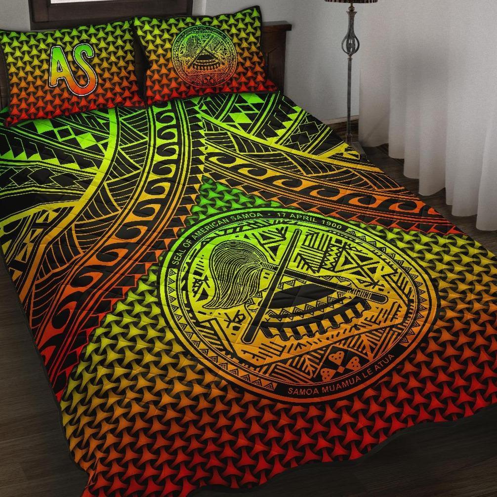 Polynesian American Samoa Quilt Bed Set - Reggae Vintage Polynesian Patterns Art - Polynesian Pride