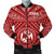 Tonga Men's Bomber Jacket - Tonga Seal With Polynesian Tattoo Style (Red) Red - Polynesian Pride