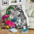 New Caledonia Premium Blanket White - Turtle Plumeria Banana Leaf Crest - Polynesian Pride