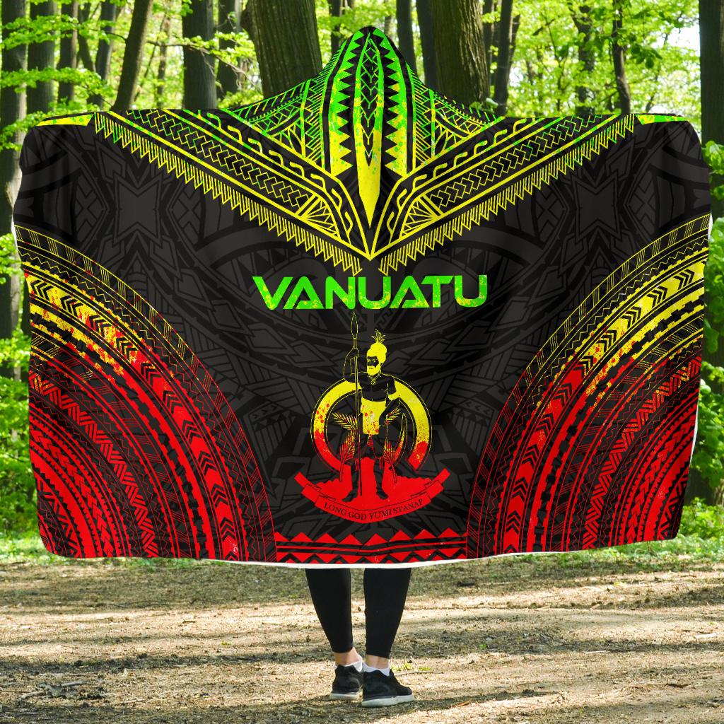 Vanuatu Polynesian Chief Hooded Blanket - Reggae Version Hooded Blanket Reggae - Polynesian Pride