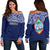 Guam Women's Off Shoulder Sweater - Polynesian Design Black - Polynesian Pride