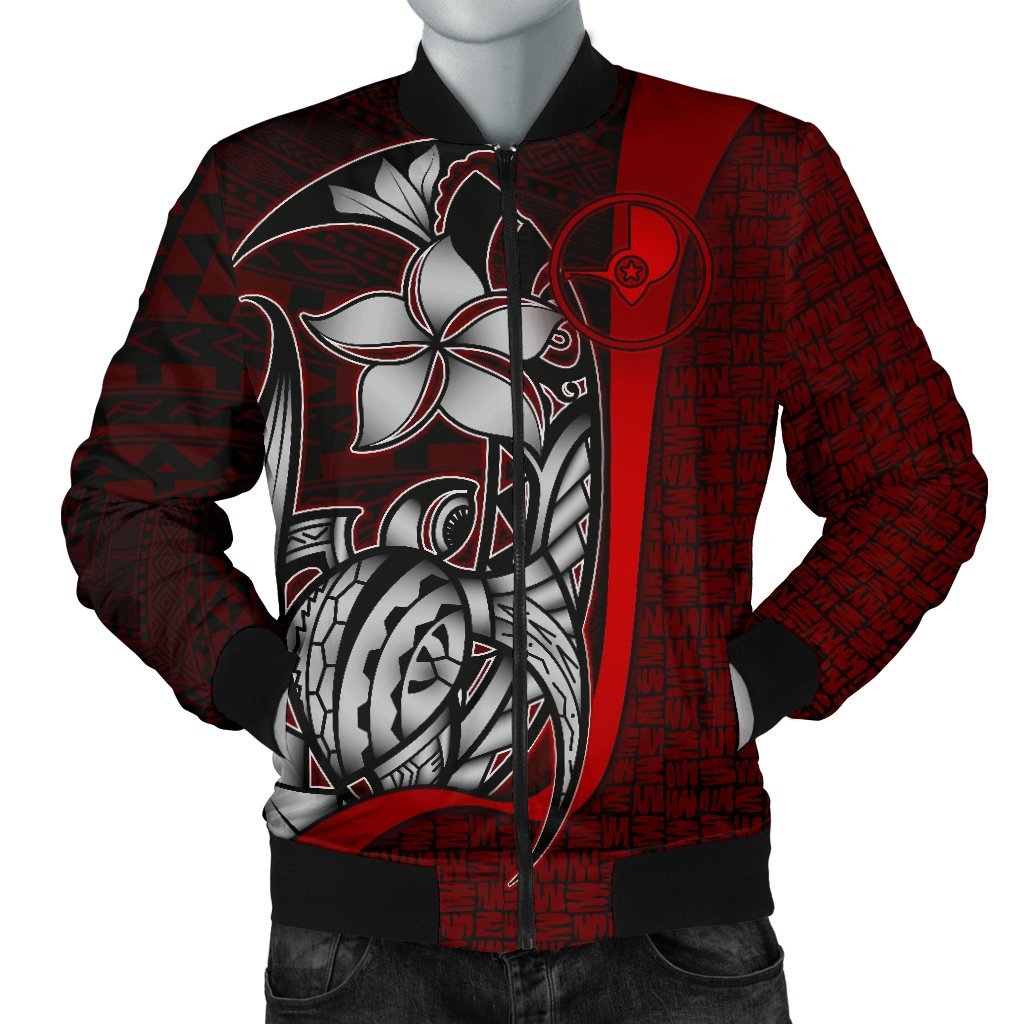 Yap Micronesia Men's Bomber Jackets Red - Turtle With Hook Red - Polynesian Pride