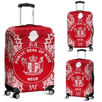 Niue Polynesian Luggage Covers Map Red White Red - Polynesian Pride