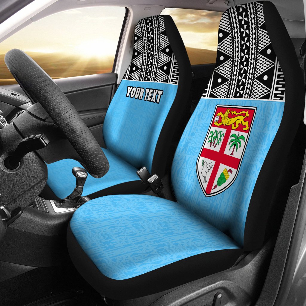 Fiji Tapa Custom Personalised Car Seat Covers - Fiji FLag Blue Universal Fit Blue - Polynesian Pride